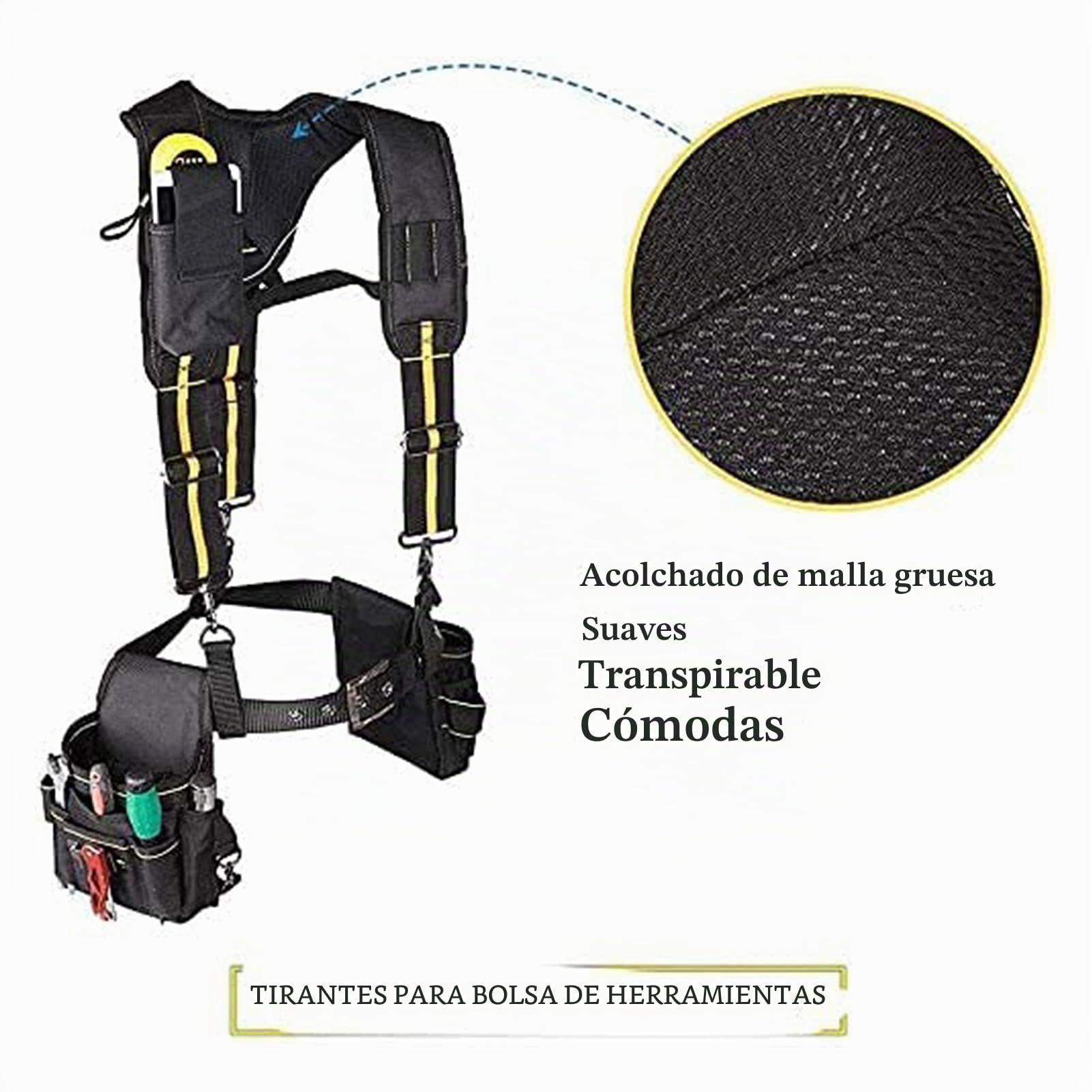 Tirantes Para Cinturon Herramientas, Tirantes De Cinturón De Trabajo Electricista, Ajustable Portaherramientas Cinturon Tirantes En Forma De Y Porta Herramientas Cintura Para Electricista Carpintero