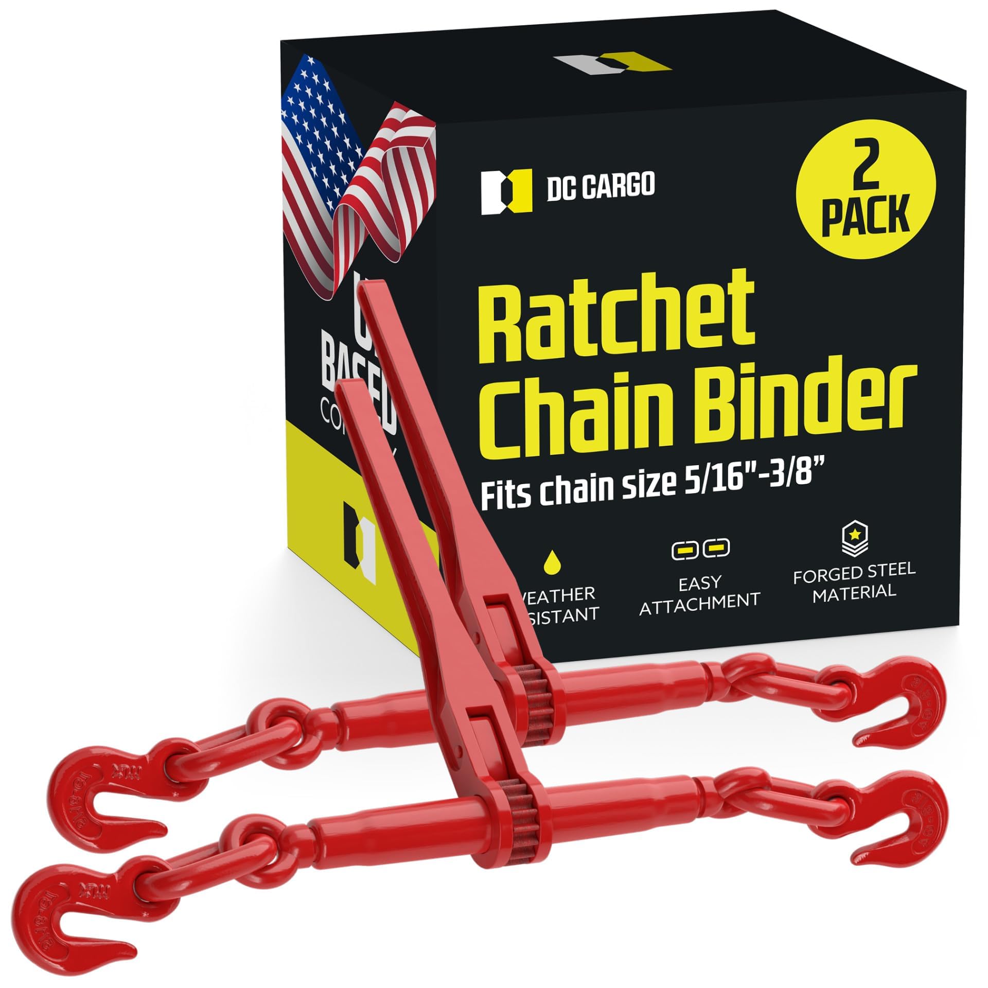 DC Cargo Heavy-Duty Ratcheting Chain Binder 5/16"-3/8", Load Binders with 5,400 lbs Working Load Limit - Chain Binders Ratcheting for Secure and Safe