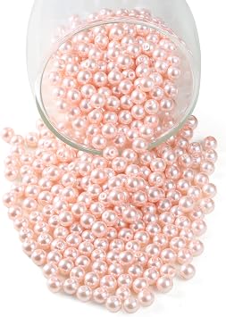 YouLuo 200Pcs Glass Pearl Beads Round Pearl Beads Czech Tiny Satin Luster Filler Spacer Loose Beading for Jewelry Making Crafts Bracelet Necklaces Earrings Light Rose Pink, 4mm