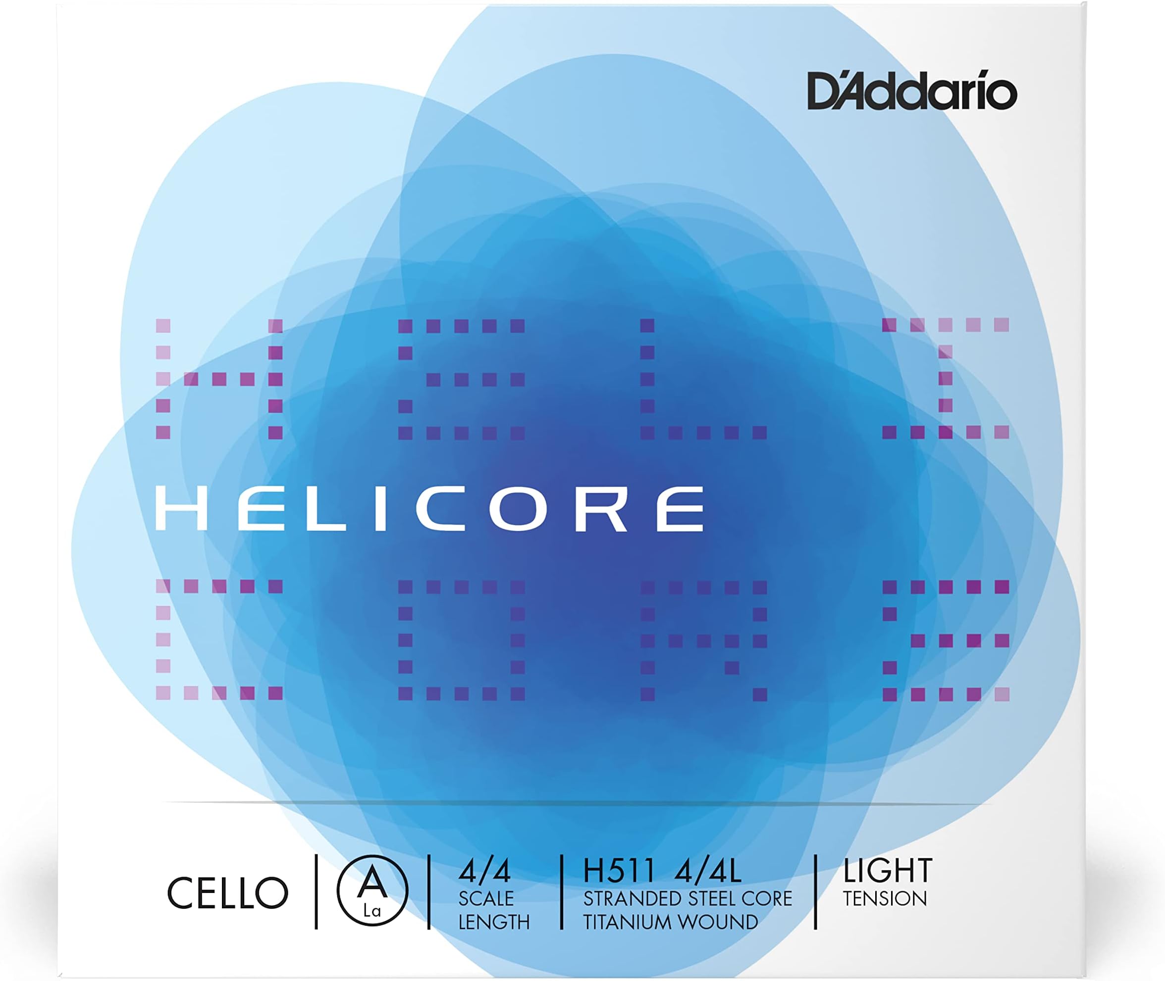 Helicore Cello Single A String, 4/4 Scale, Light Tension