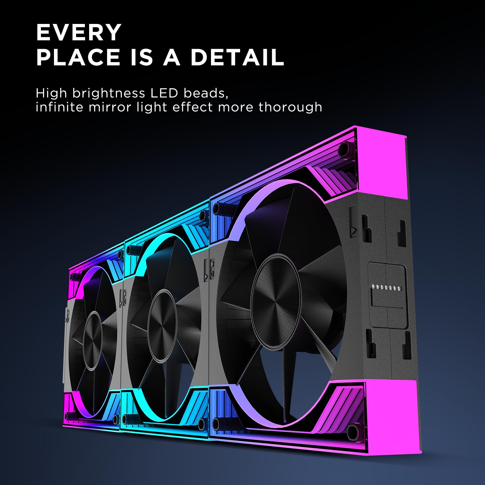 TZMRIT Interstellar-V3 Forward/Reverse Flow Interchangeable RGB PC Fan 120mm Daisy Chain 3Piece with PWM Control and ARGB Effect Black,2000RPM,68.5CFM
