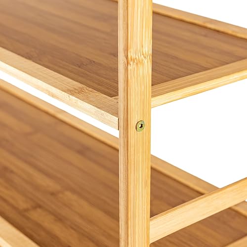 Miniatura 6 de Zapatero de bambú de 5 niveles con altura ajustable, estante de zapatos de entrada para entradas, salas de estar, dormitorios, balcones