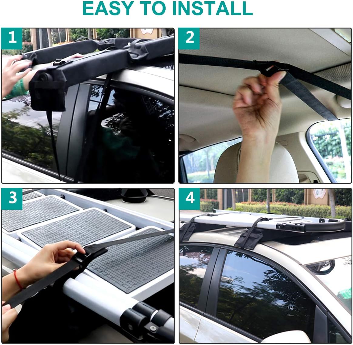 DoCred Soft Roof Rack Pad, Universal Folding Lightweight Anti-Vibration Roof Rack pad for Kayak/Canoe/Surfboard/Paddle Board/SUP/Snow Board and Water Sports : Automotive