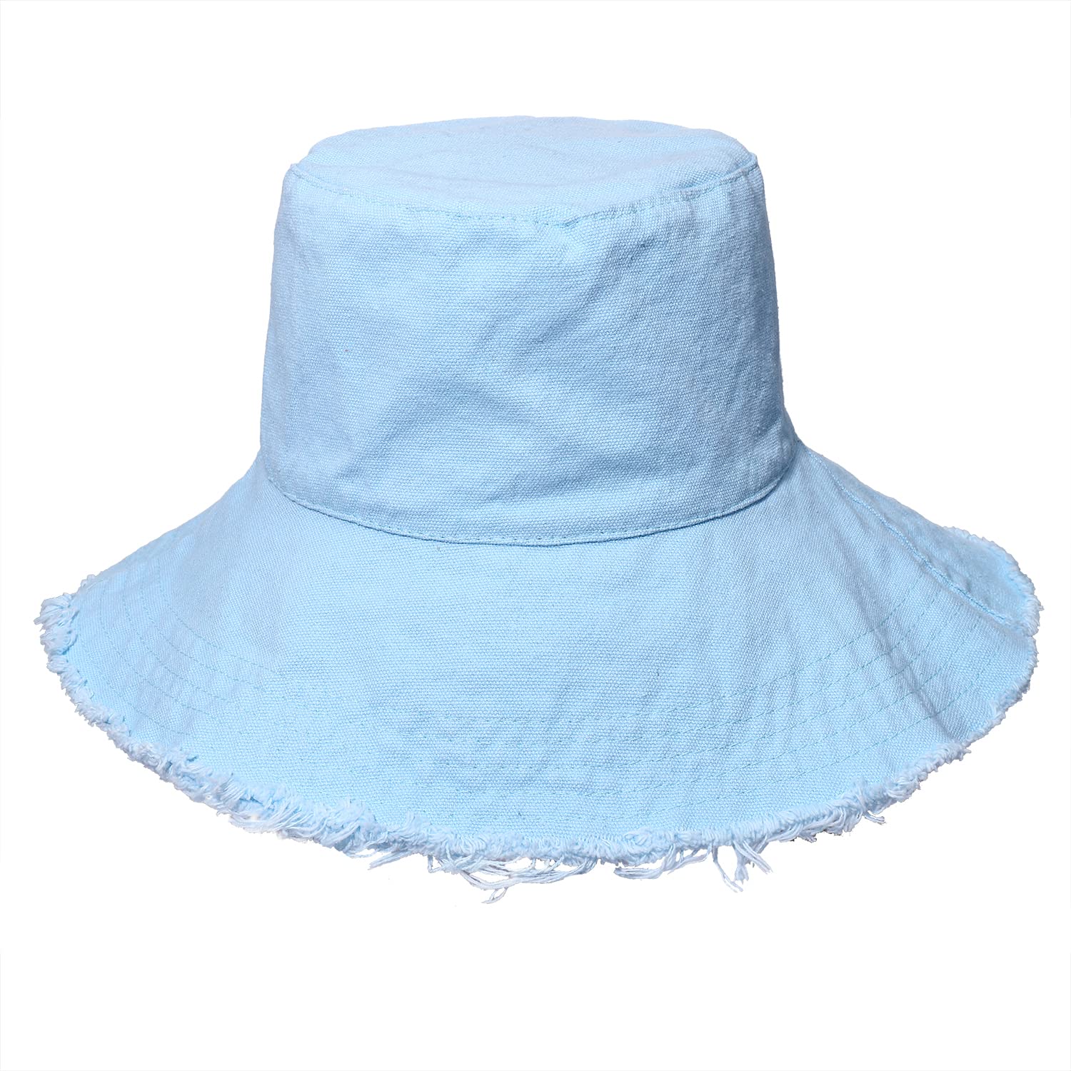HZEYN Bucket Hats for Women Wide Brim Summer Travel Packable Cotton Bucket Beach Sun Hat UPF 50+, Blue, One Size