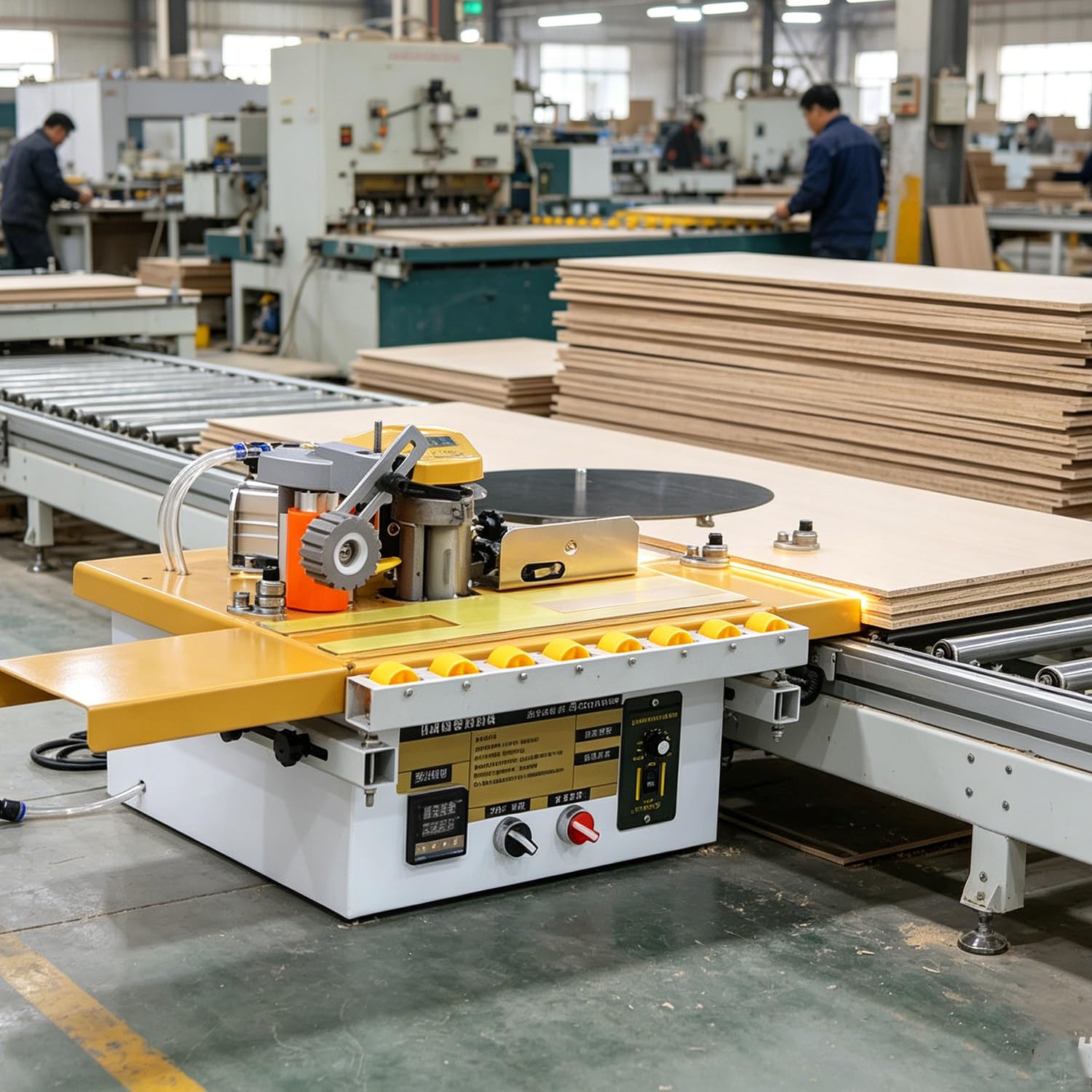 XueFulxion 1200W Automatic Edge Bander for Woodworking,Automatic Tape Breaking Edge Banding Machine with Microcomputer Control,Temperature & Speed Adjustable,Dual-Side Gluing B