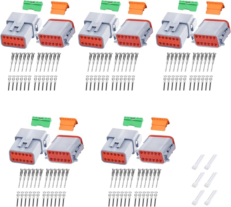 Conectores elétricos Deutsch DT cinza Deutusacc de 12 pinos – 5 conjuntos