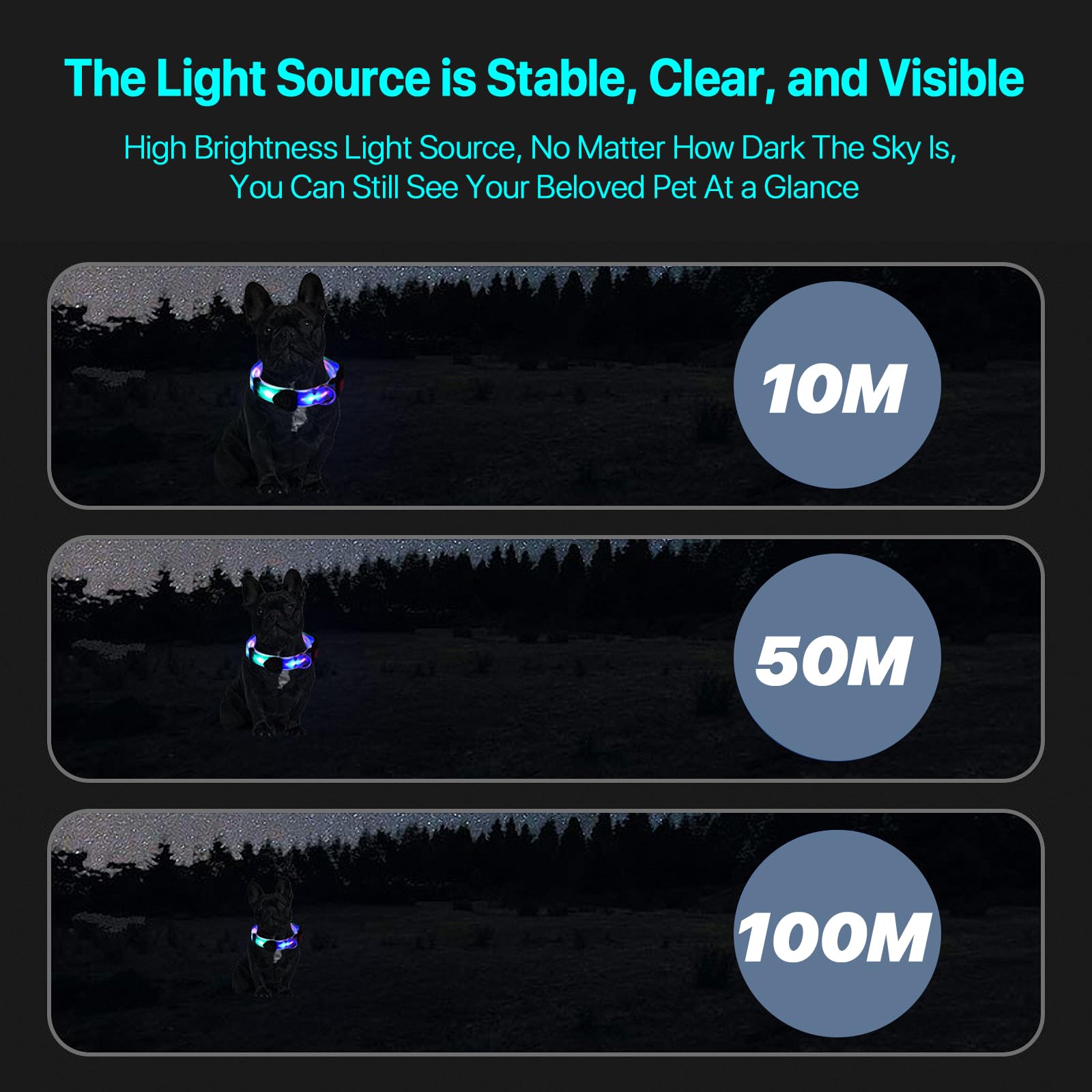LED-Hundeleine und LED-Hundehalsband, wiederaufladbare Hundeleine und Hundehalsband (für kleine, mittelgroße Hunde), leuchtende Hundeleine, wiederaufladbar, 122 cm, beleuchtete Hundeleine für