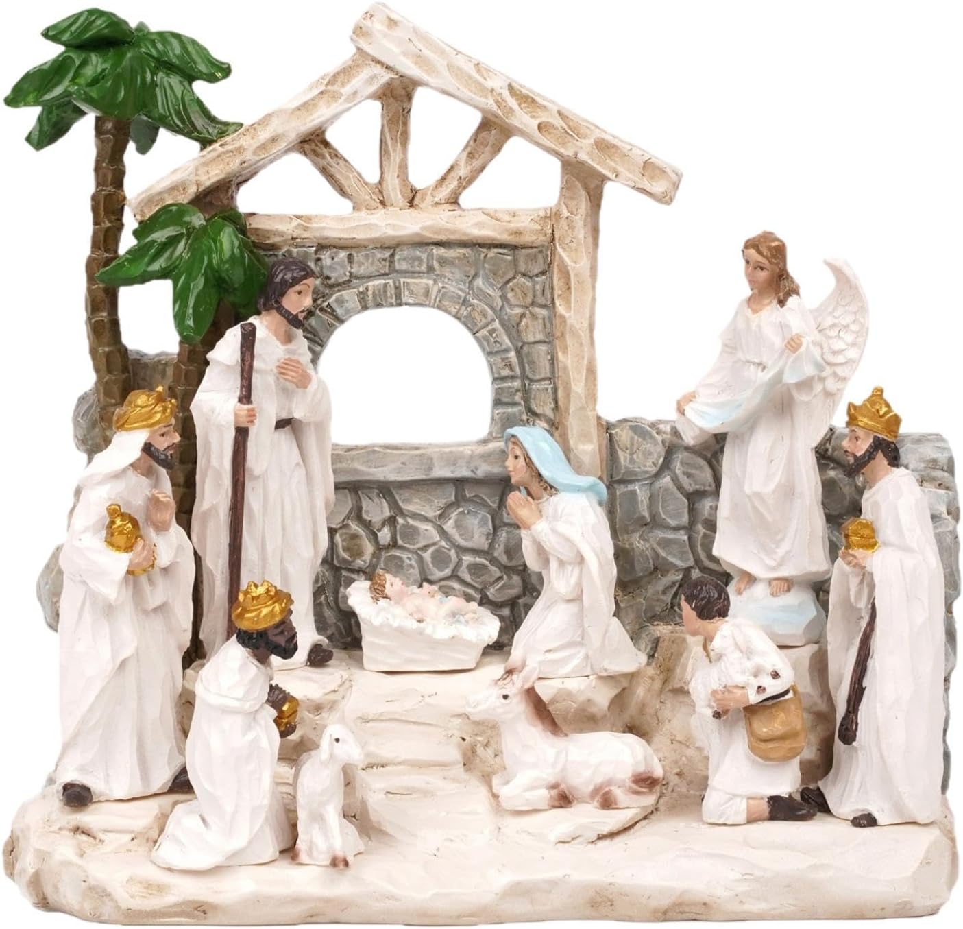 Nativity Figurine Set,Nativity Figurine Statue,Birth of Jesus Ornaments, Resin Table Decor Vintage,