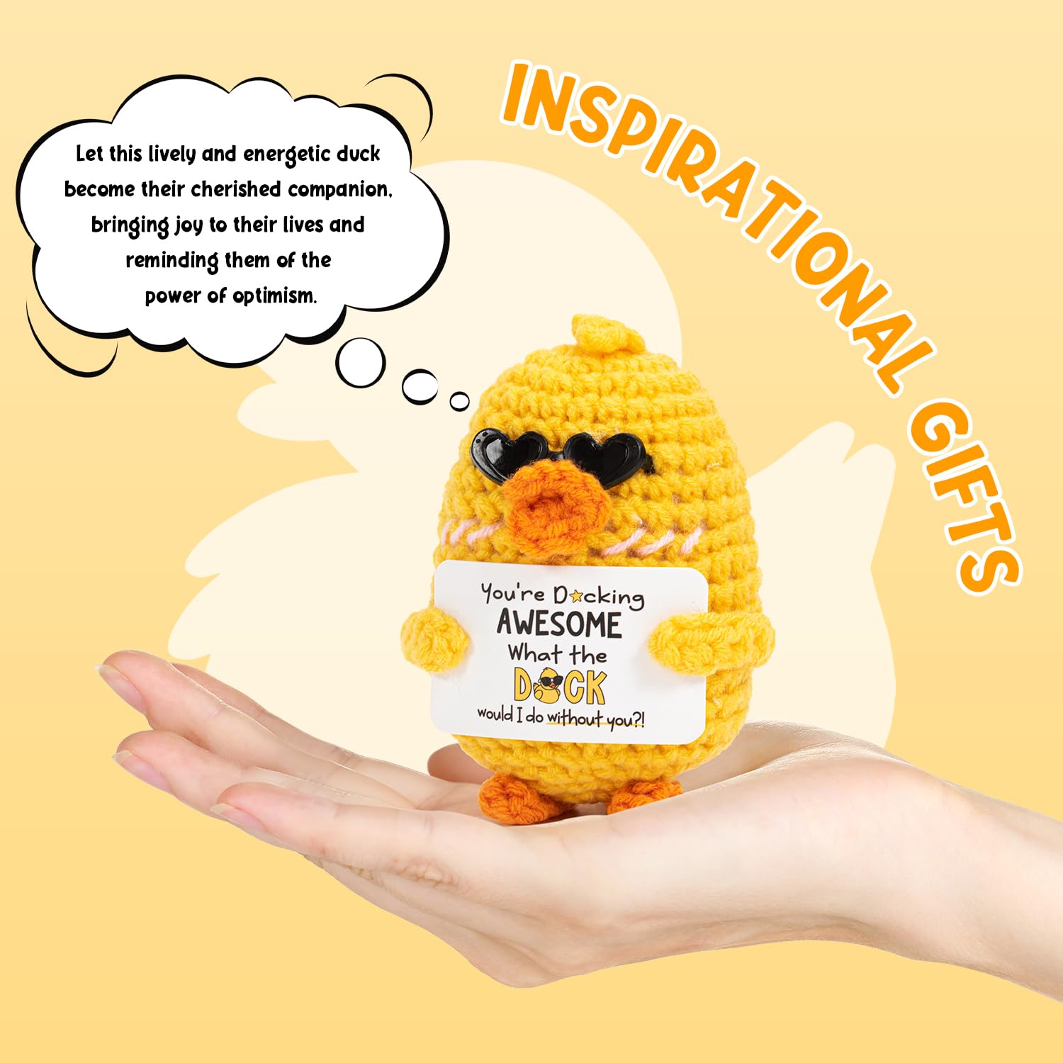 Kunoli Positive Duck Gift, Emotional, Support & Good, Luck Knitted Toy with an Encouraging Affirmation Card - Image 3