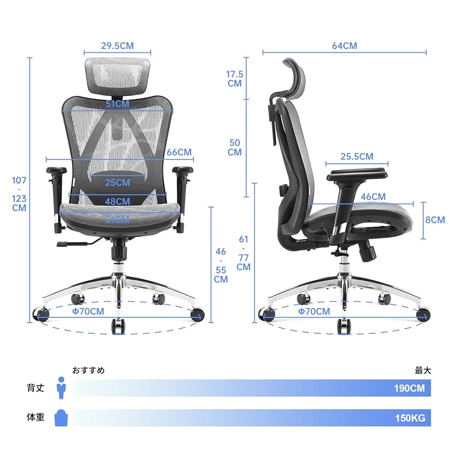 SIHOO デスクチェア M1人間工学メッシュチェアモデル フットレスト付き SIHOO デスクチェア M1人間工学メッシュチェアモデル フットレスト付き