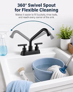 Aolemi Laundry Utility Sink Faucet,3/4 NPT Threaded End,Matte Black