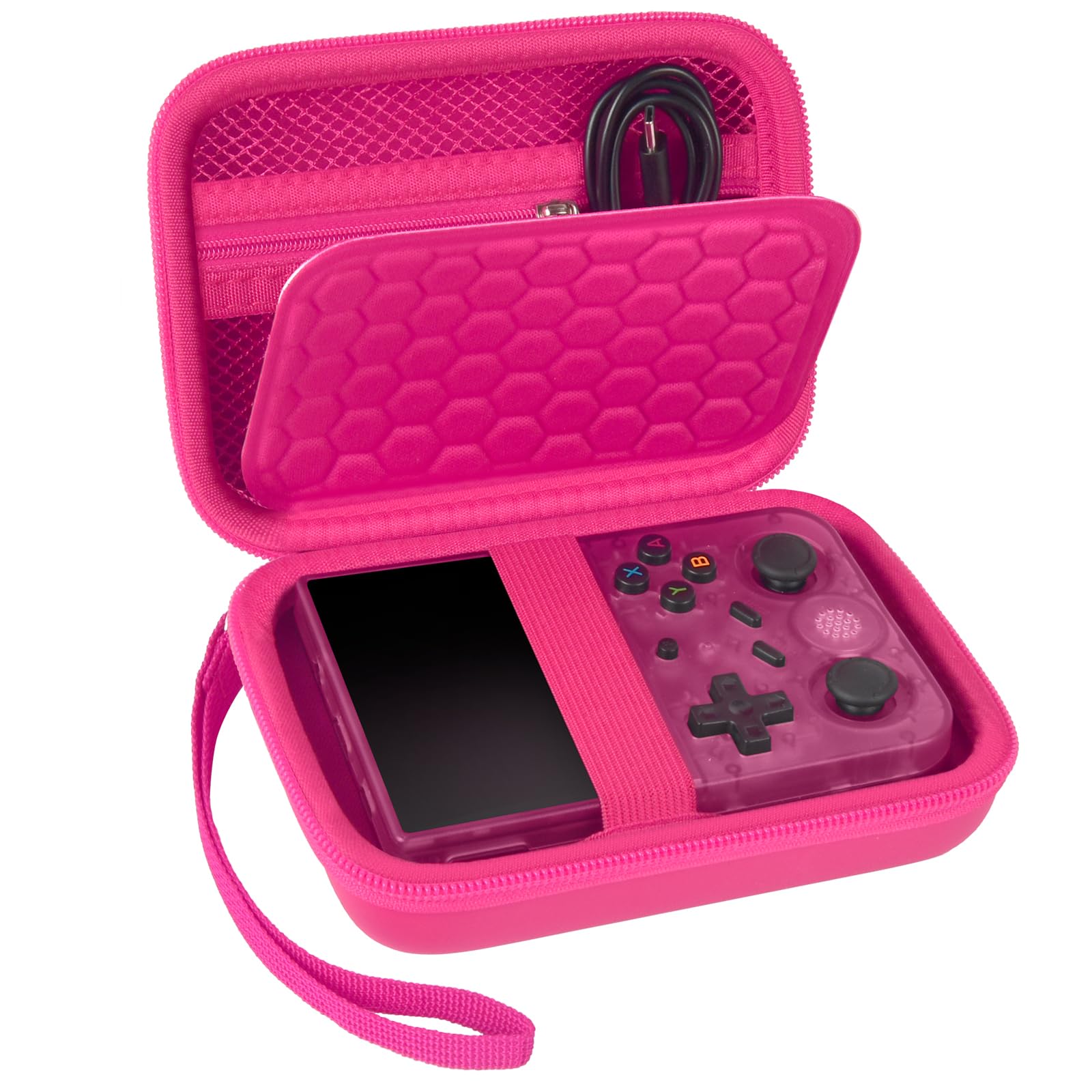 PAIYULE Travel Case Compatible with RG353V/ RG353VS/ R36S Retro Handheld Game Console, Handheld Emulator Storage Holder Organizer, Android Game Console Carrying Bag (Rose Red) (Box Only)