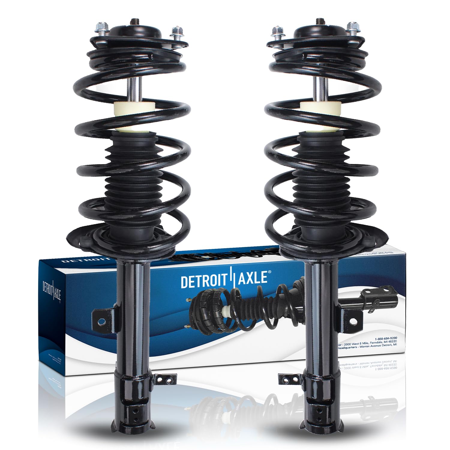 Detroit Axle - Front Struts for 2007-2012 Dodge Caliber Complete 2 Struts with Coil Spring 2008 2009 2010 2011 Replacement Left Right Quick Install