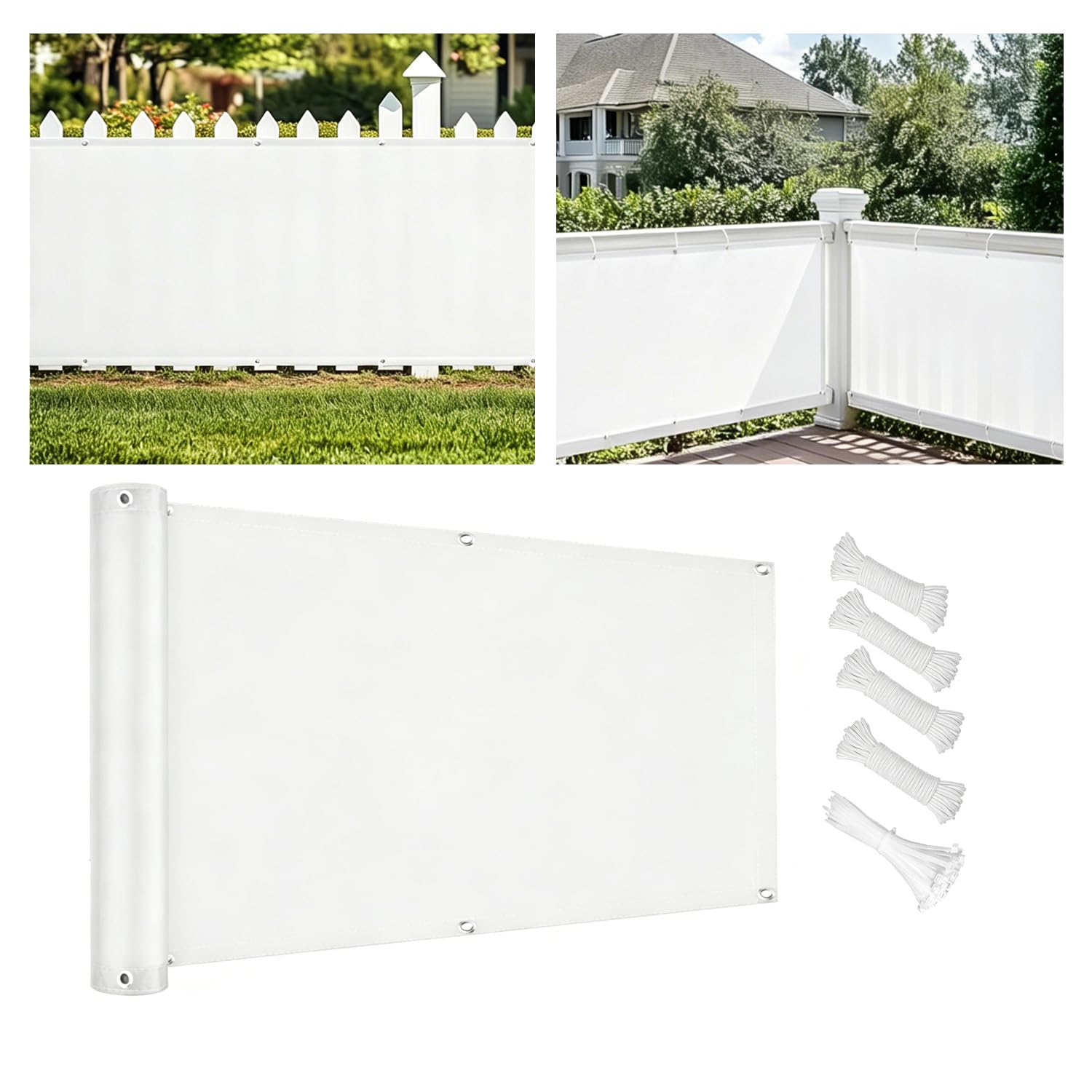 Cache vue opaque contre vis-à-vis brise vue pour balcon 1x15m blanc