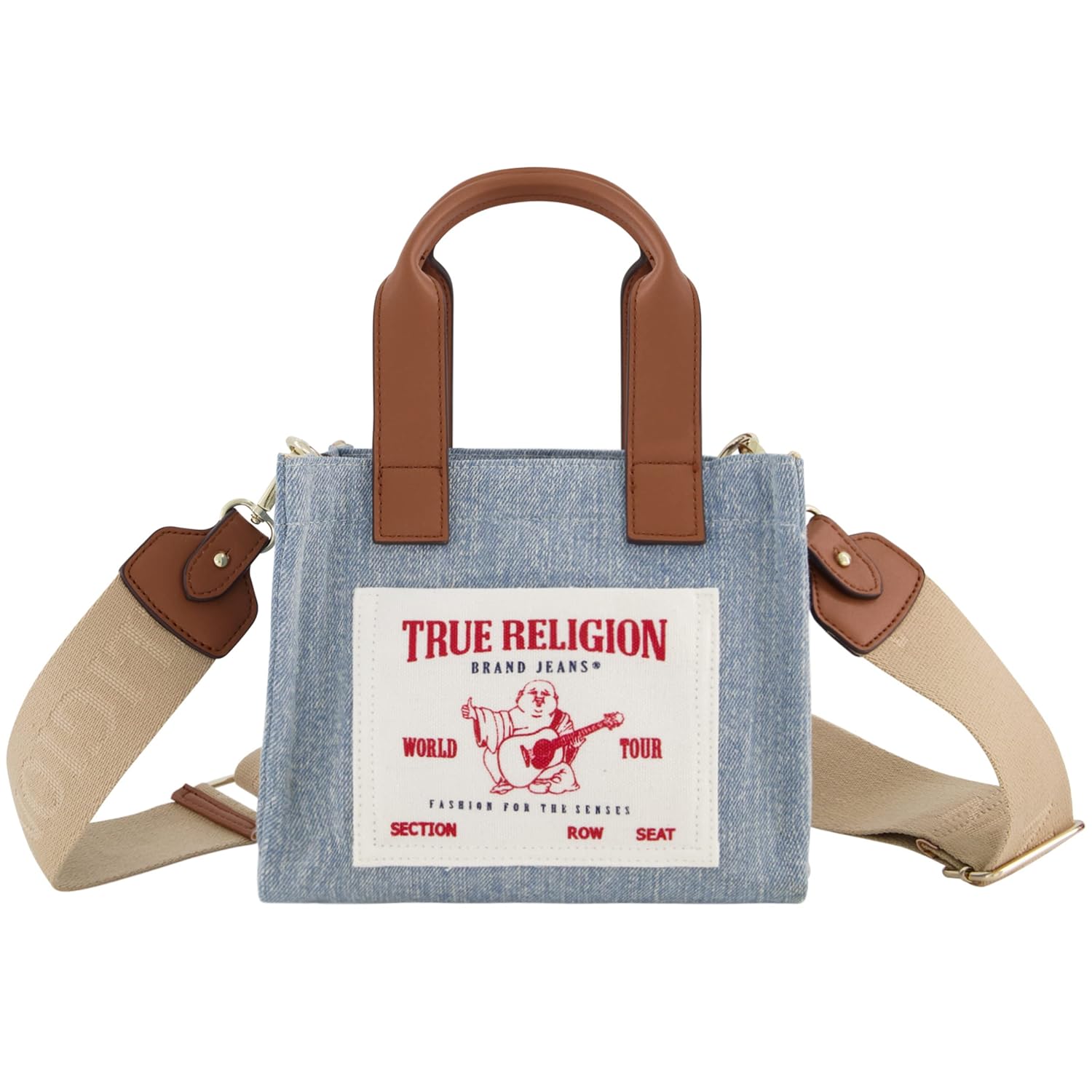 True Religion Tote Bag Womens Mini Travel Shoulder Bag with Adjustable Strap