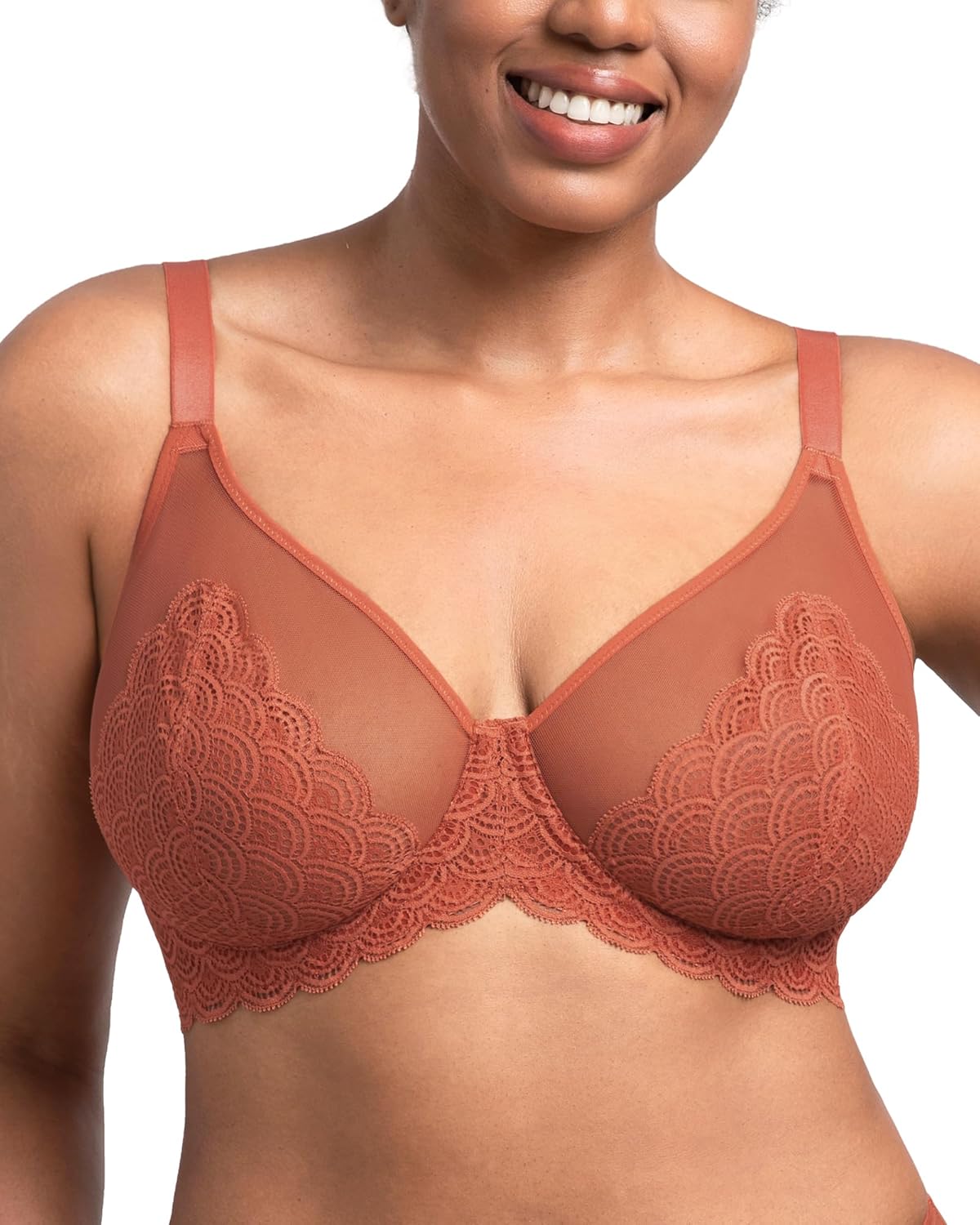 HSIA Minimizer Bras for Women Large Bust Full Coverage Lace Plus Size Bra - Mermaid Scales