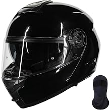 ILM 159BT Bluetooth Modular Motorcycle Helmet 2-3 Riders Intercom Full Face Flip up Casco DOT with Face Mask GlossBlack, L