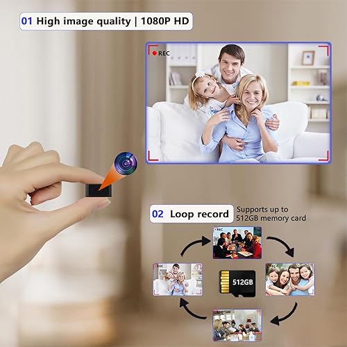 Miniatura 3 de Cámara oculta Mini cámara espía 1080P pequeña cámara de seguridad, Pequeña cámara portátil, Cámara de niñera encubierta, Cámaras de seguridad de