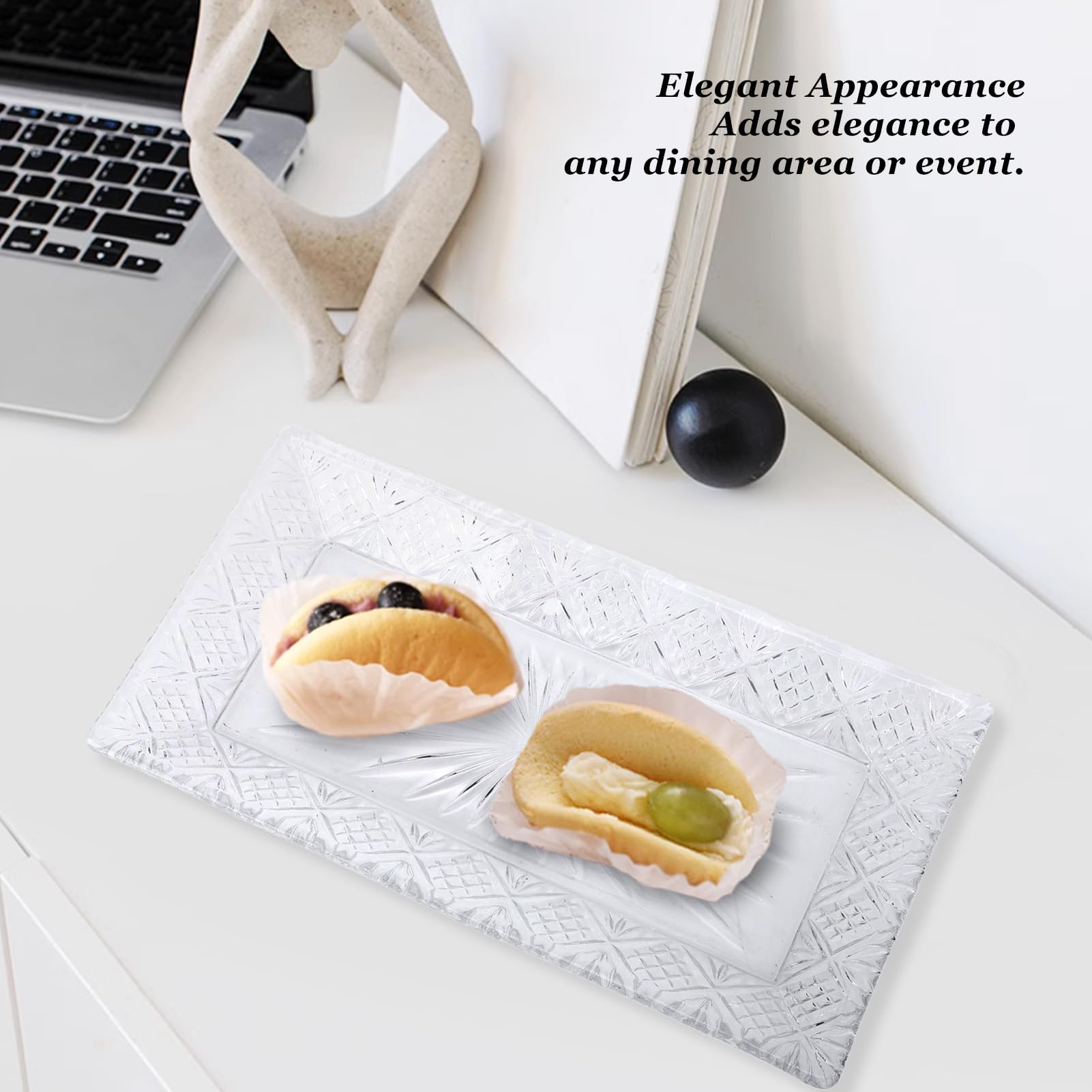 Bandeja de Vidrio para Servir, Fuente Rectangular con Amplia Capacidad para Cenas, Buffets y Navidad