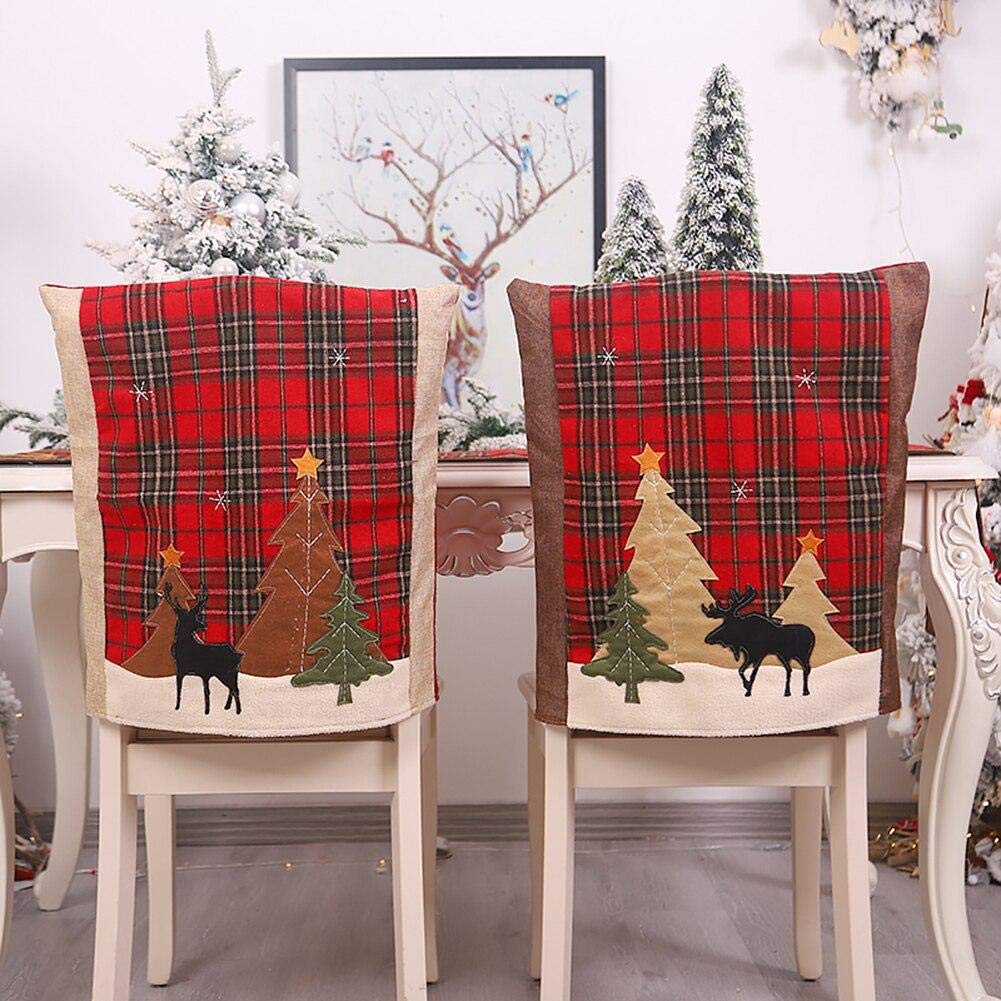 Chaise de Noël en lin de qualité supérieure au motif de carreaux traditionnels raffinés