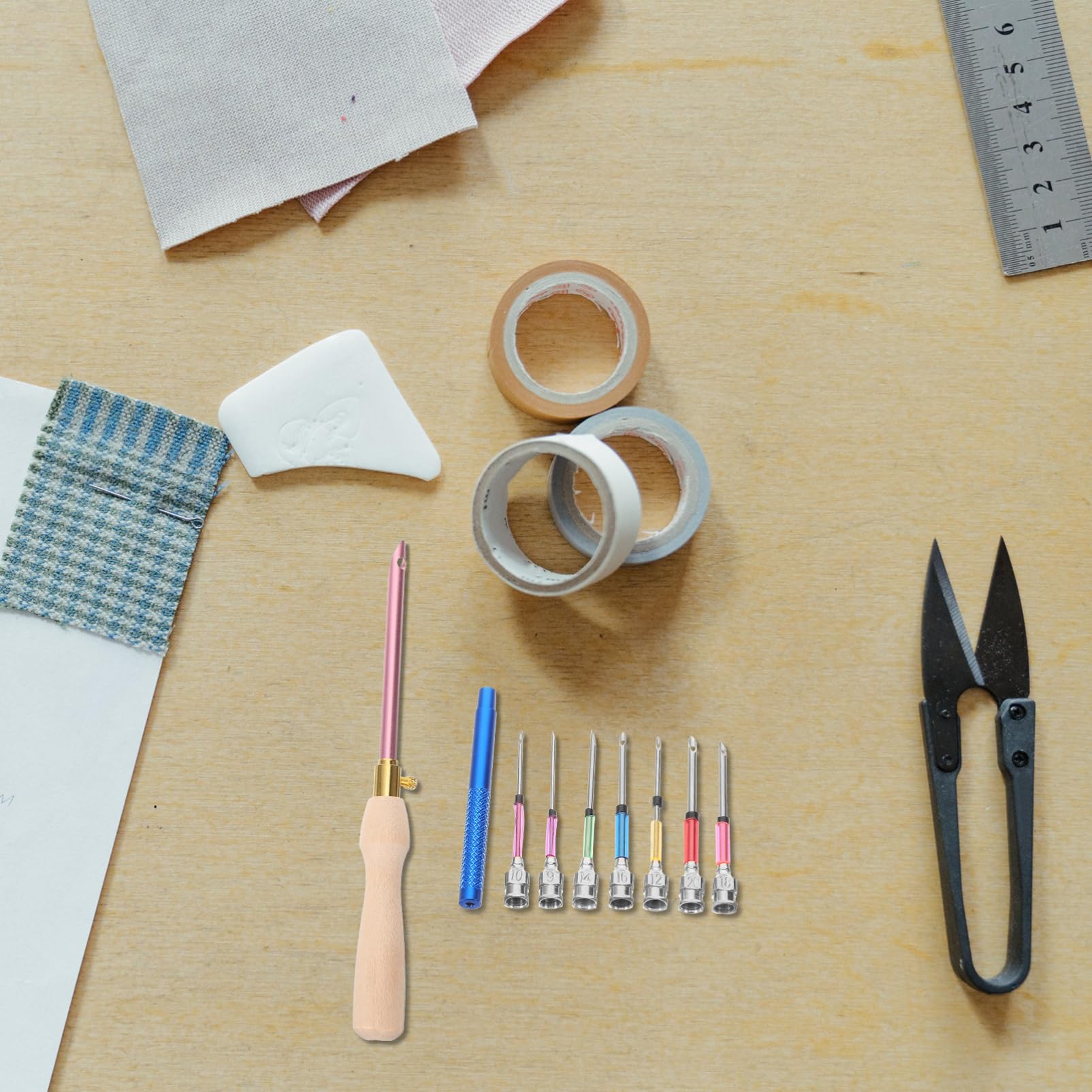 BESTYASH 5 Sätze Stechnadel-Set Für Nähen Stoff Stickerei Handwerk Stich Nadeln Praktische Stanznadel DIY -nähwerkzeuge Stanznadel Zum Sticken Selber Machen Stickwerkzeug Nadelstanzset Holz