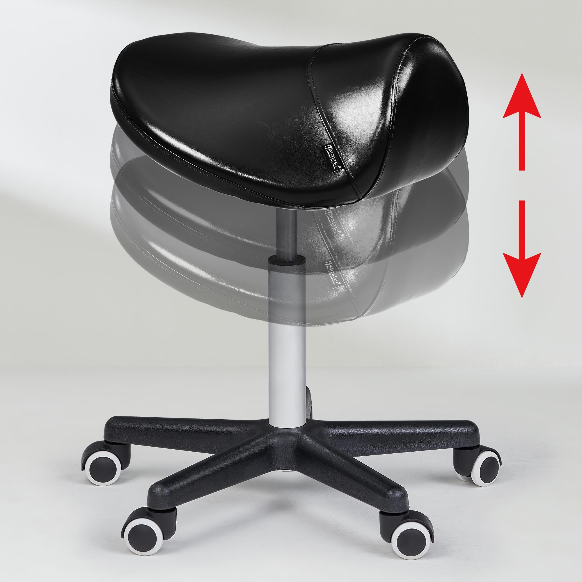 Master Massage Tabouret de Selle, Tabouret à roulettes, Tabouret pivotant, Tabouret de Travail, Tabouret de Cabinet, Tabouret cosmétique, Noir