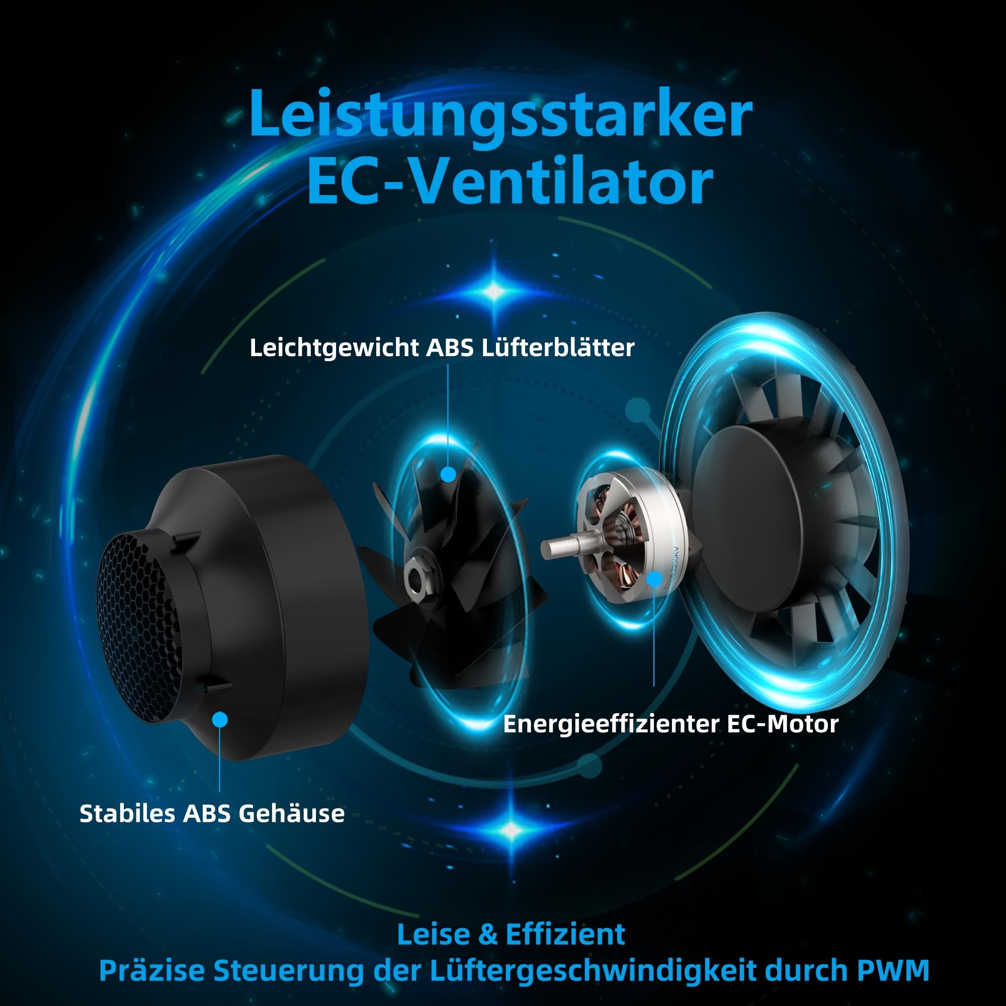 Growbox Komplettset, Aktivkohlefilter Grow Ventilator Set 2-in-1 Abluft Rohrventilator 100mm Aktivkohlefilter Grow Lüfter Set mit Drehzahlregler Belüftungssystem für Growbox, Growzelt