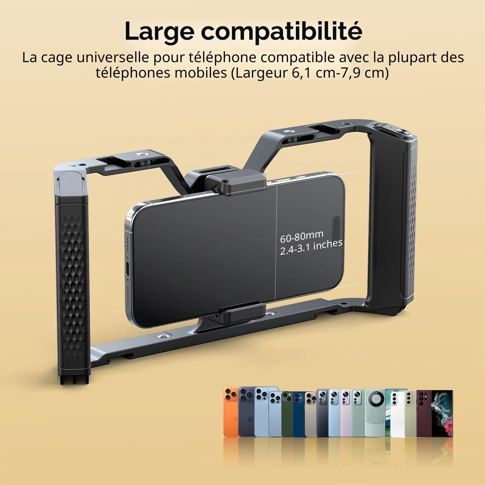 SMALLRIG Cage Universelle pour Téléphone IG-01 Integra Grip avec Manette sans Fil WR-06, Monture en V, Fixations pour Griffe, Trous Filetés 1/4"-20, Prise QD, Compatible iPhone et Android - 5356