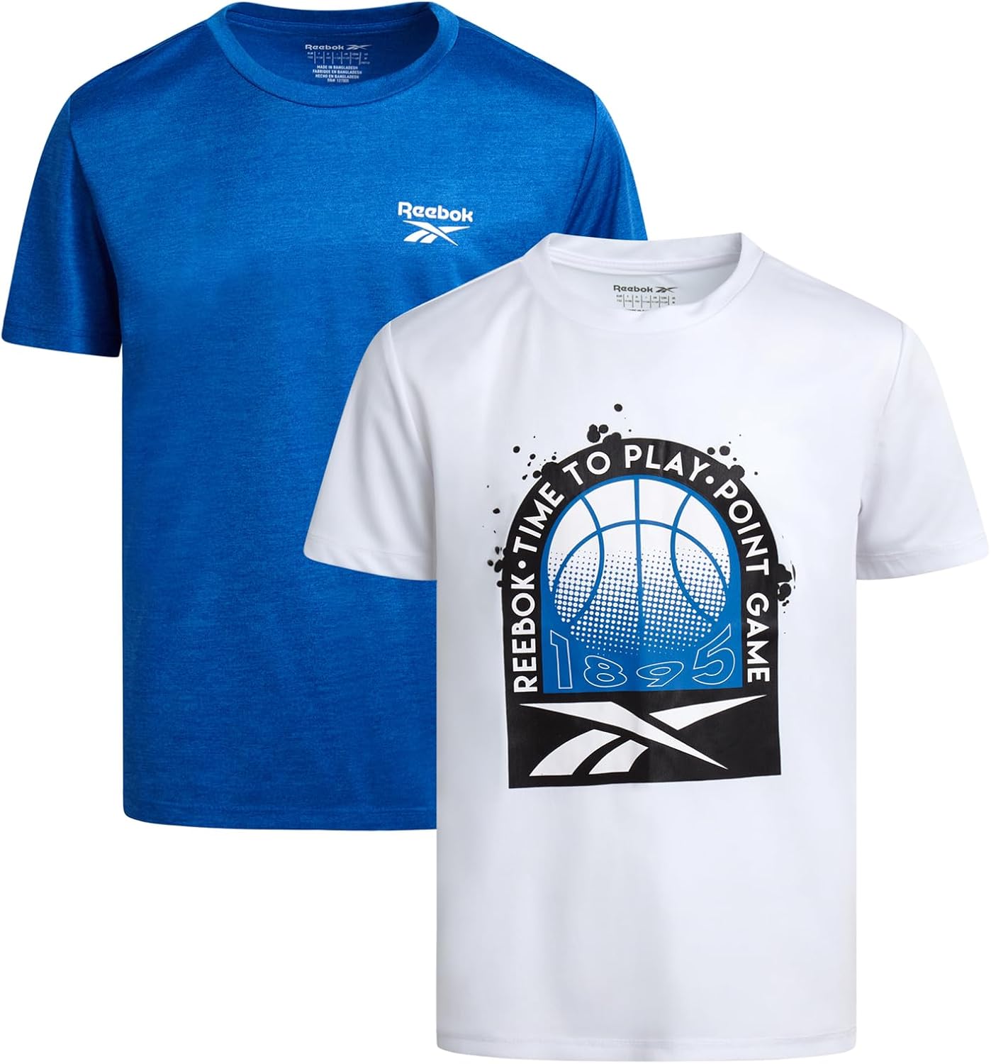 Reebok Boys Shirts - 2 Pack Active Performance Dry Fit T Shirts for Boys - Athletic Training Tops for Kids (8-20)