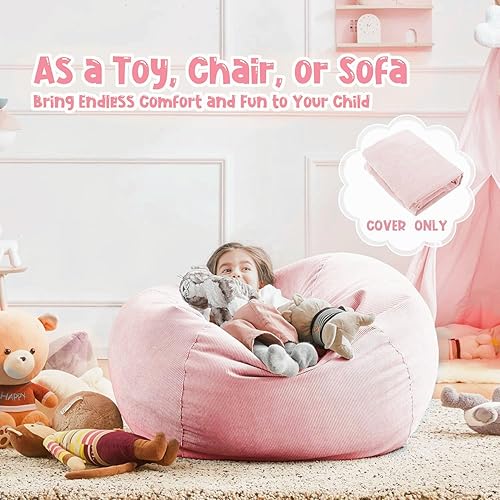 Miniatura 199 de Nobildonna - Funda para silla de puf (relleno sin relleno) de nido de pájaro para niños y adultos. Puf extra grande para almacenamiento de animales