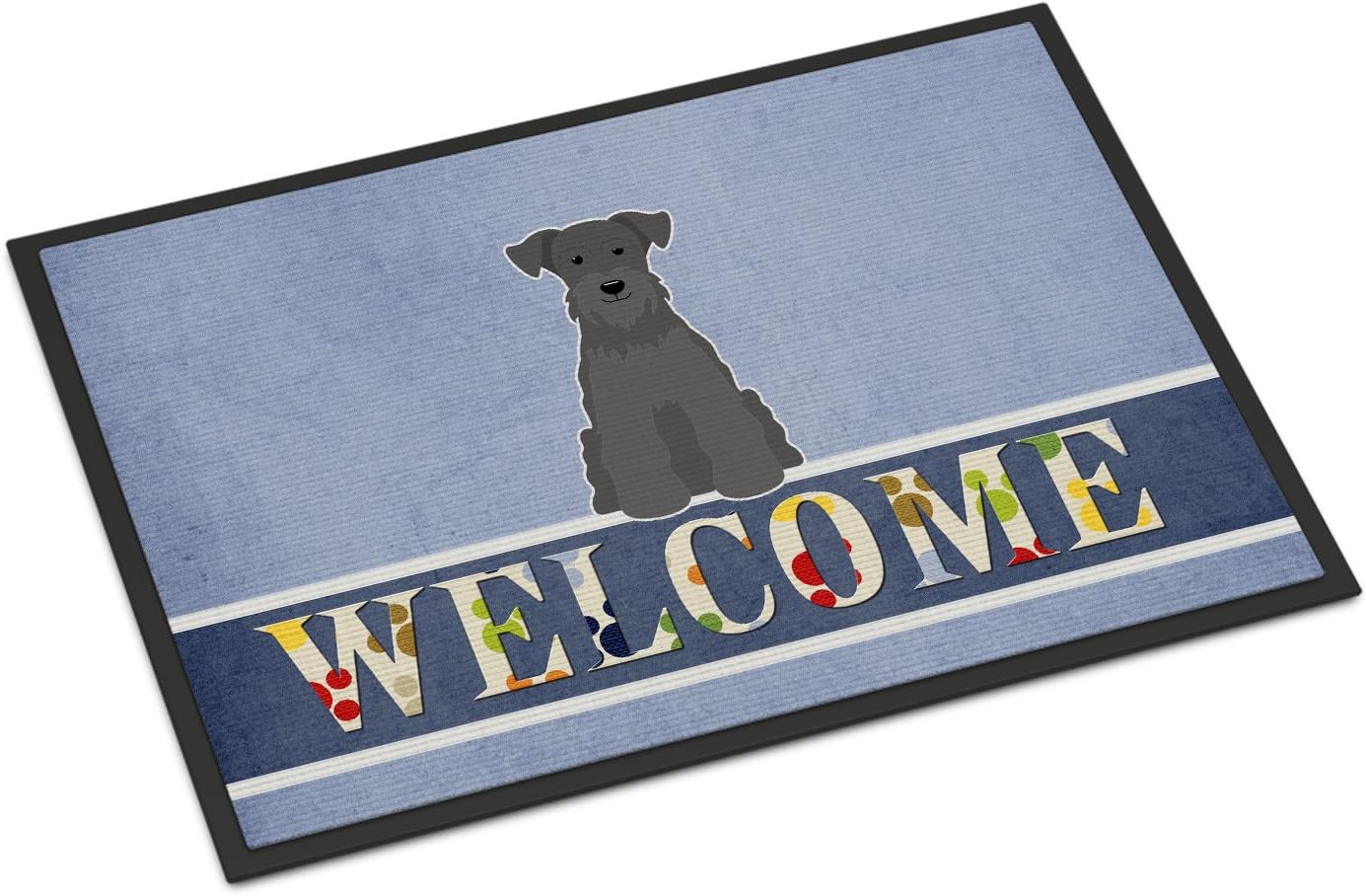 Caroline's Treasures BB5632MAT Miniature Schnauzer Black Welcome Doormat 18x27 Front Door Mat Indoor Outdoor Rugs for Entryway, Non Slip Washable Low Pile, 18H X 27W
