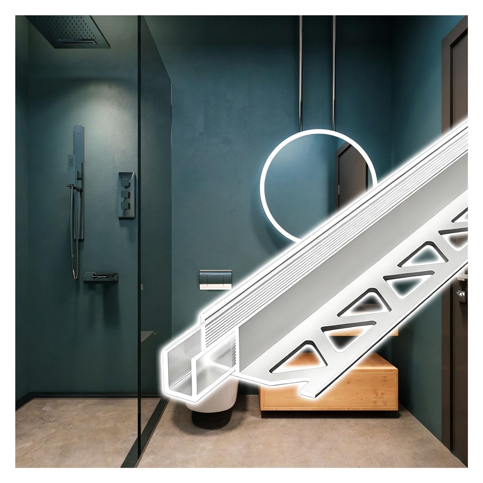 Canal fixe F-Pe pour fente de porte de douche réglable en aluminium intégré