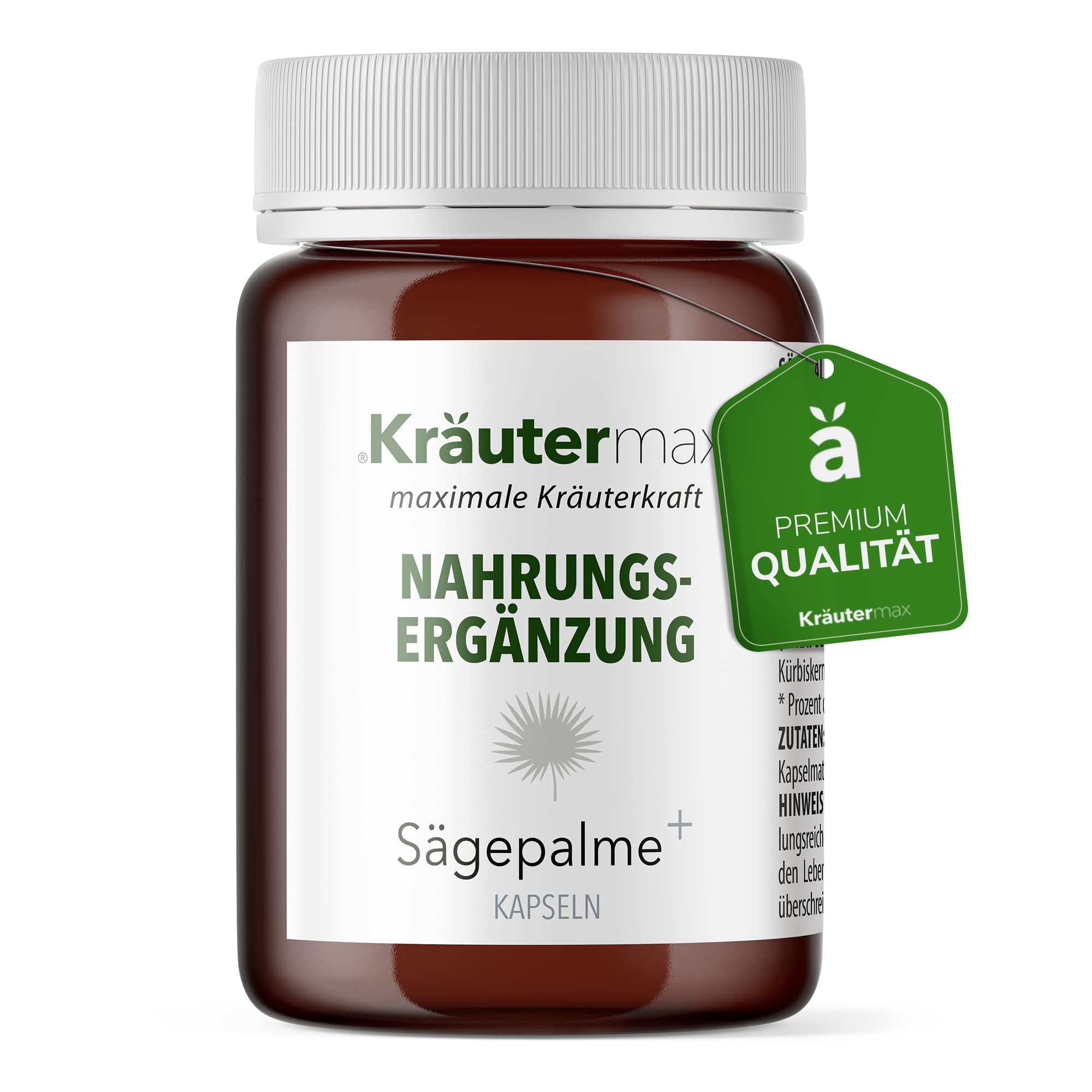 Kräutermax Sägepalme Kapseln mit Brennessel und Kürbiskern Extrakt Hochdosiert + Vitamin C - Saw Palmetto - 60 Kapseln