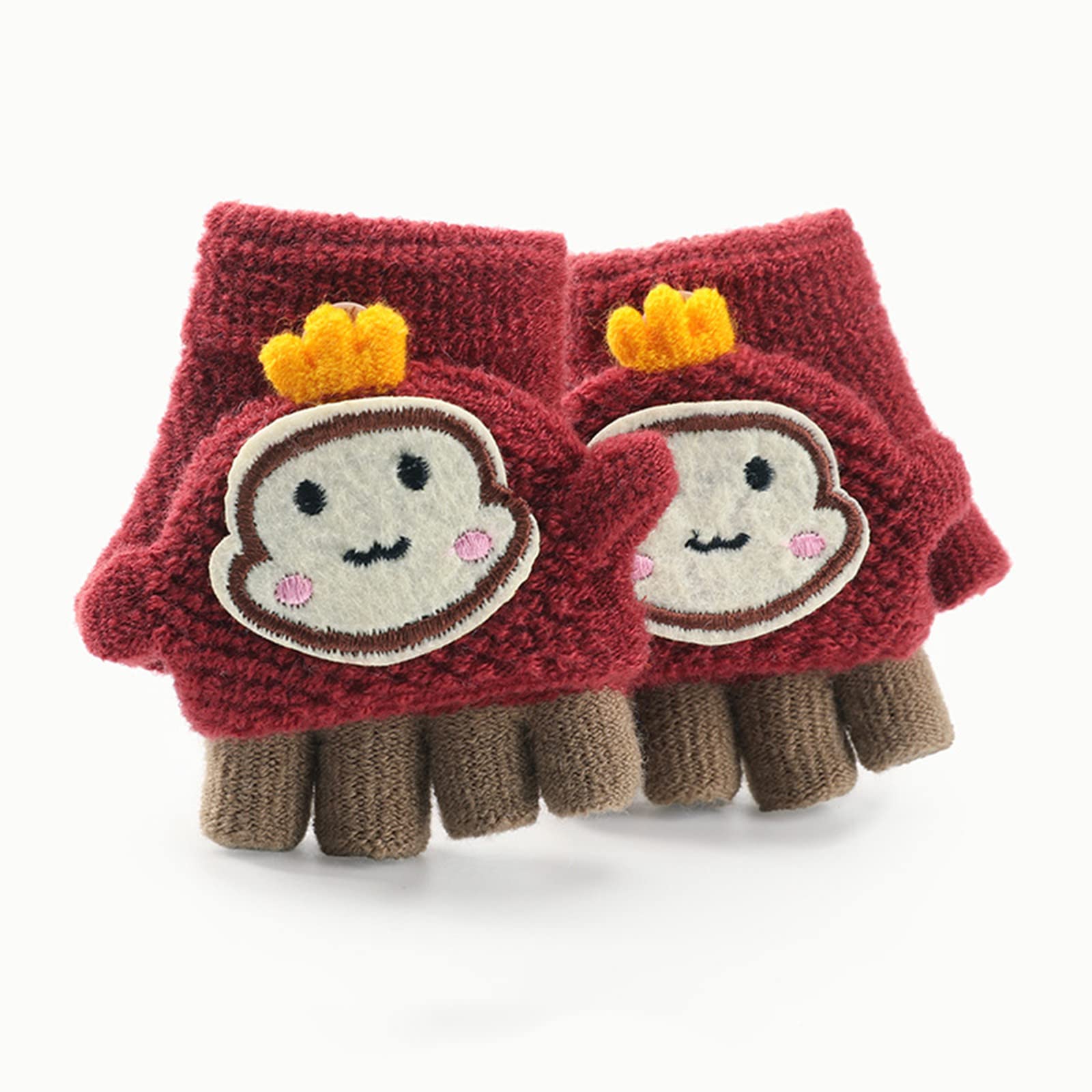 Handschuhe 3 Jahre Wasserdicht Kleinkind Infant Soft Convertible Flip Top Cartoon Handschuhe Baby Jungen Mädchen Winter Warm Knit Fingerless Fäustlinge Handschuhe Kinder Vorne Offen (A, One Size) Fashion