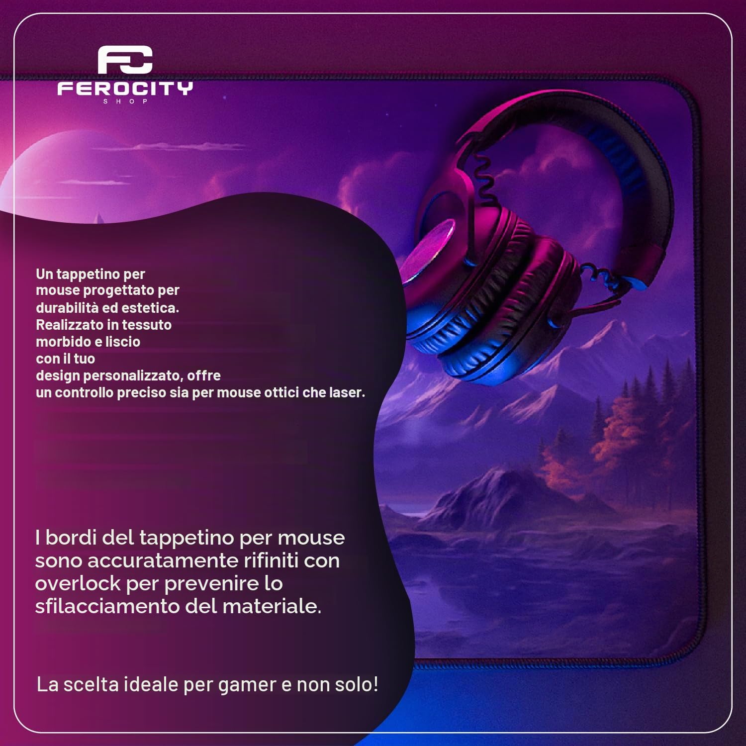 Tappetino per Rettangolare gaming personalizzato con foto e testo | XXL 900×600 mm deskpad | 3 mm | Per mouse e tastiera | Bordi durata | Perfetto per PC, laptop, MacBook e gamer teenager [167]