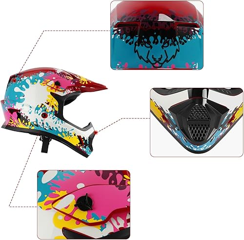 Miniatura 8 de XFMT - Juego de casco DOT de cara completa con gafas y guantes para motocross, cuatrimoto y vehículos todoterreno para niños y jóvenes, diseño