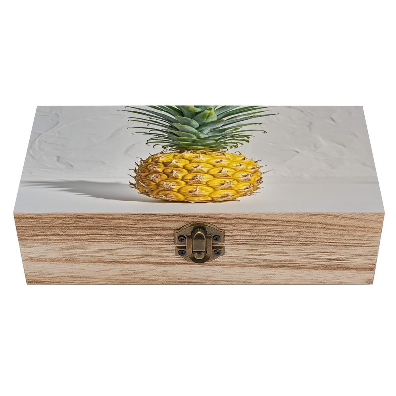 FekiLoot Yellow Pineapple Wooden Storage Box Exquisite Wood Keepsake Box Vintage Wooden Gift Jewelry Case for Crafts And Photo Storage Boxes