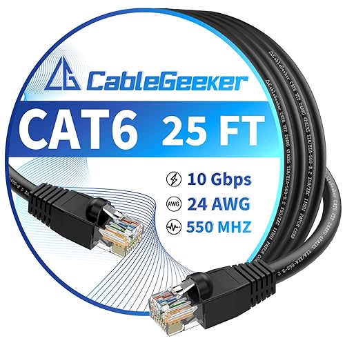 Miniatura 75 de Cable Ethernet Cat 6 de 30 pies, para interiores y exteriores, cable de red plano de Internet de alta velocidad de 10 Gbps, cable de conexión Blanco