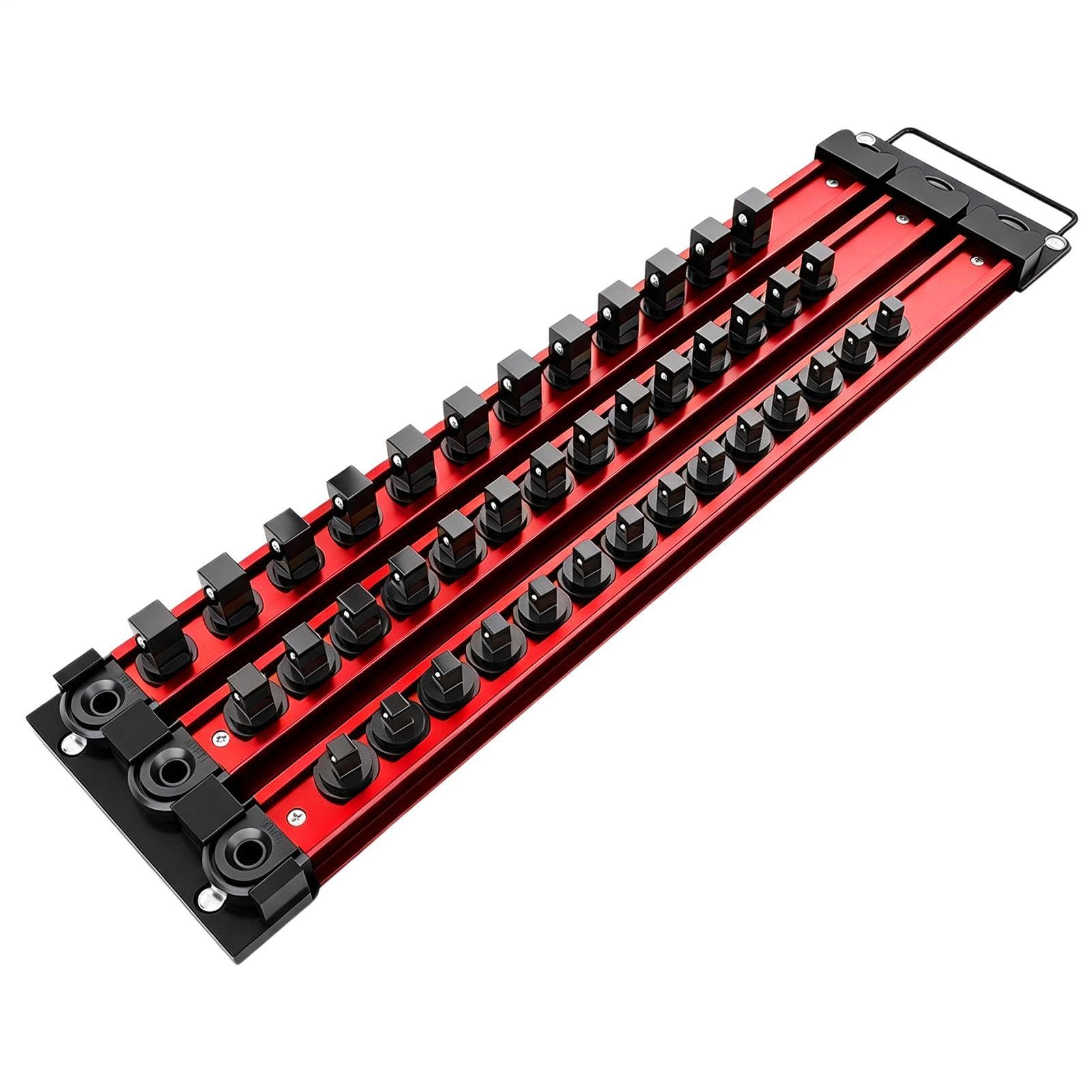 Organiseur de douilles avec rail coulissant magnétique à 40 clips