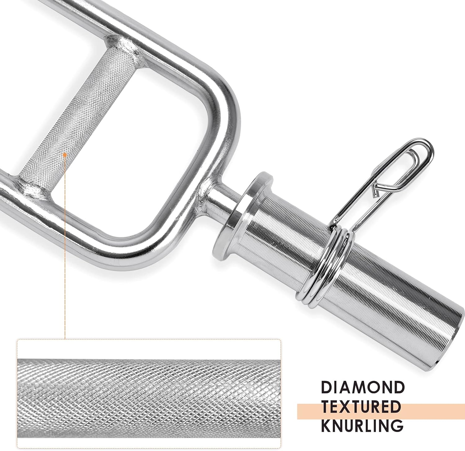 34" Olympic Triceps Bar, Solid Standard Threaded Triceps Bar Deadlift Barbell Home Gym Weightlifting Exercise for Squats, Deadlifts,Shrugs, Max Capacity 200lbs