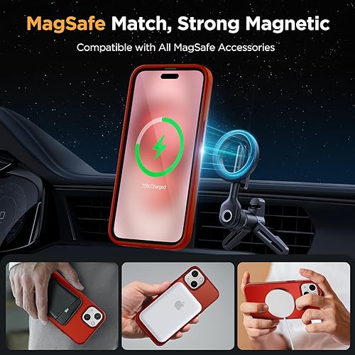 Miniatura 136 de Miracase - Funda magnética para iPhone 13 de 6.1 pulgadas (compatible con MagSafe) (con 2 protectores de pantalla), protección de grado militar