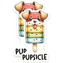 Pupsicle Stickers - Dog Popsicle - Summer Treat - 2 Pack - 5" Wide Design - Adheres to Laptops, Tumblers, and More - Made in The USA - AQS0254