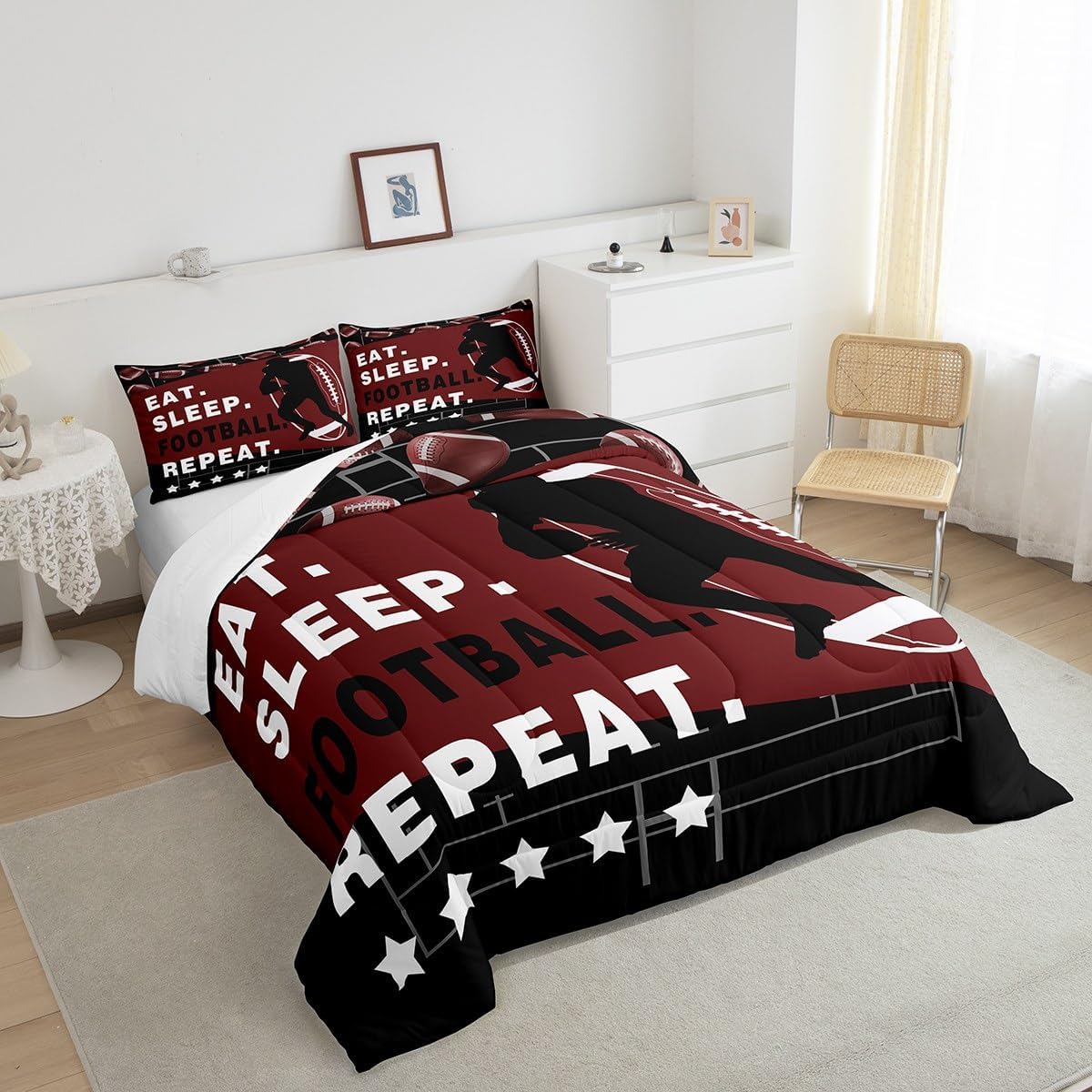 Feelyou Rugby Comforter Set Queen Size Boys Girls Teens