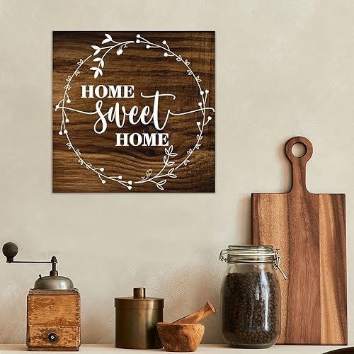 Miniatura 3 de LITTLEGROVE SEEDS Letreros de madera con texto en inglés Home Sweet Home, placa de madera vintage de campo, arte de pared motivacional para el