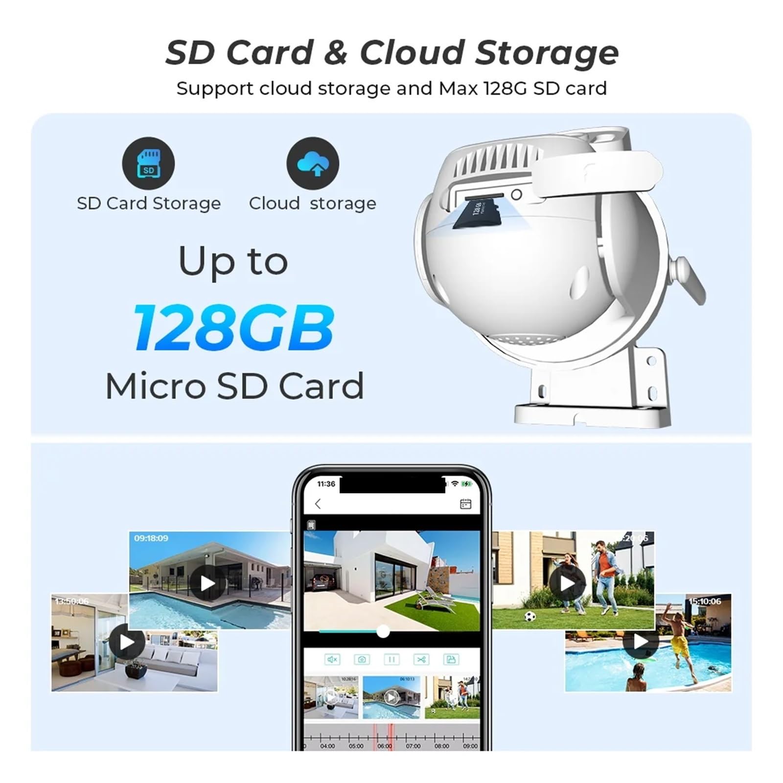 Telecamera di Sorveglianza, Telecamera PTZ 4K 8MP esterna Dual Lens 4MP 4X Zoom digitale AI IP con tracciamento automatico CCTV Audio Video Sorveglianza