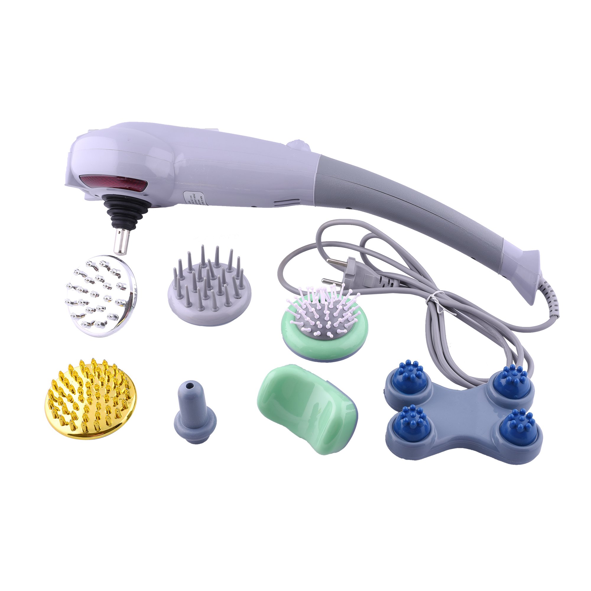 ACP ACUPRESSURE Magic Massager Stepless Speed Head Massager Stick A Complete Body Care With 8 Attachments, Multicolour