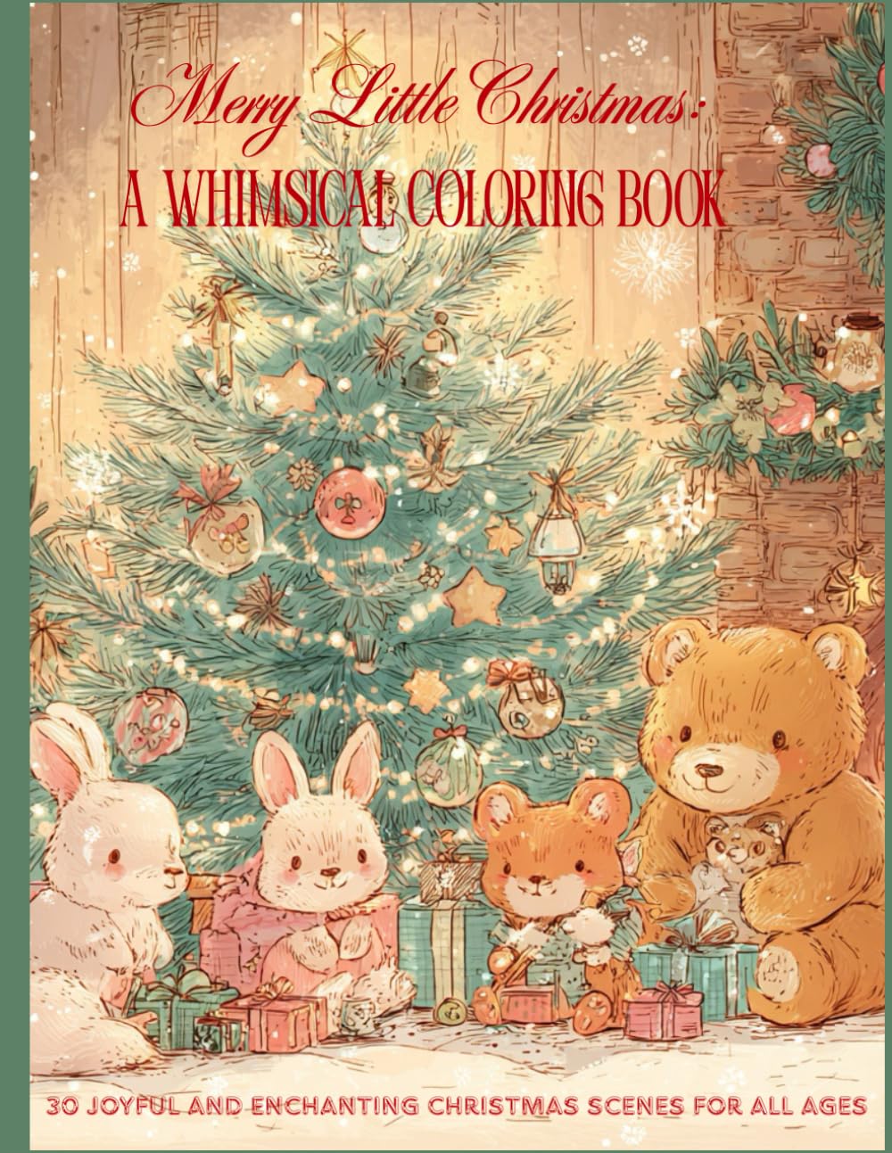 Merry Little Christmas: A Whimsical Coloring Book: 30 Joyful and Enchanting Christmas Scenes for All Ages
