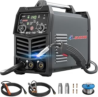 GZ GUOZHI 140Amp MIG Welder, Flux Core MIG/Stick/Lift TIG 3 in 1 Welding Machine,110V Gasless Welder with Synergy, Portable IGBT Inverter Welder