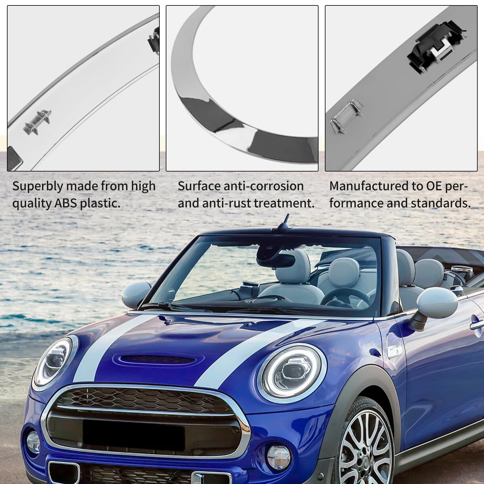 Anello di ricambio per faro compatibile con BMW Mini Cooper F55 F56 F57 2014-2021, rivestimento della lampada del faro dell'auto, lunetta della copertura delle cornici dei fari, lunetta per