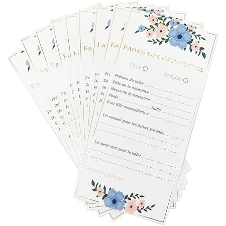 Olilly Cartes De Pronostics Pour Baby Shower Fille Ou Garcon Theme Floral Prono Floral Amazon Fr Cuisine Et Maison